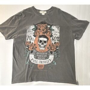 Urban Outfitters Project Social T Gray‎ Skull OS Oversized Floral Paris Grunge